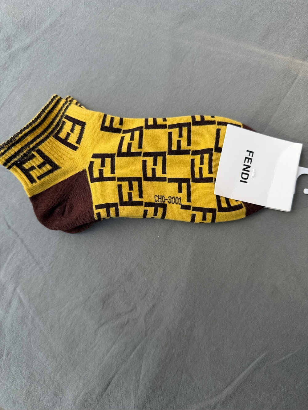 Yellow and Brown Logo Ankle Socks